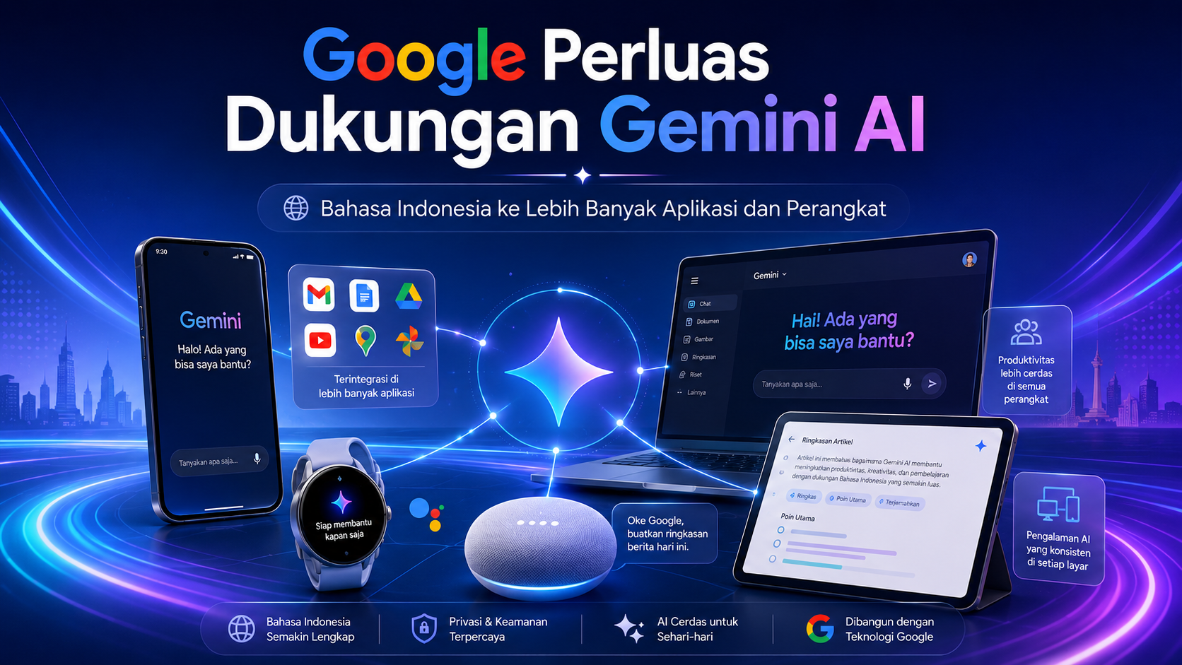 Google Perluas Dukungan Gemini AI Bahasa Indonesia ke Lebih Banyak Aplikasi dan Perangkat